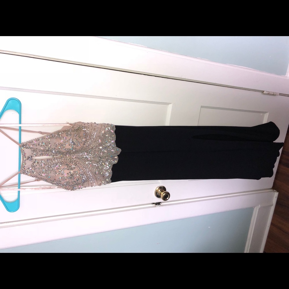 Long Beaded Prom Dress with Keyhole Neck size 5P